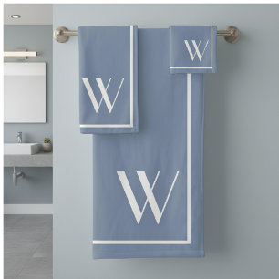 Ihr Monogramm in verblasster Denimfarbe Badhandtuch Set