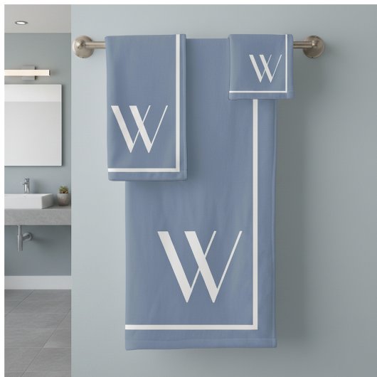 Ihr Monogramm in verblasster Denimfarbe Badhandtuch Set