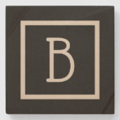 Ihr Monogramm Initial Chic Stilvoll Schwarz Modern Steinuntersetzer (Vorderseite)