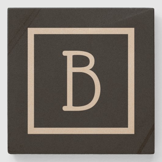 Ihr Monogramm Initial Chic Stilvoll Schwarz Modern Steinuntersetzer (Vorderseite)