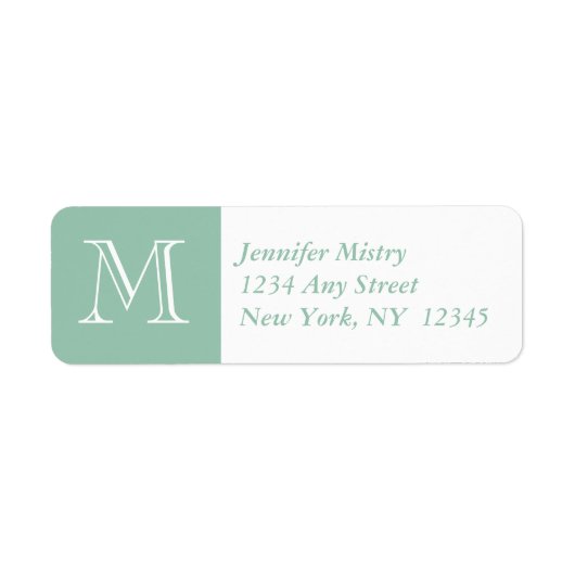 Ihr Monogramm, Jade Green Return Address Label (Vorne)