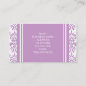 Ihr Monogramm, lila Damast-Muster 2 Visitenkarte (Rückseite)
