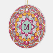 IHR Monogramm maßgeschneiderter Boho-Ornament Keramik Ornament (Links)