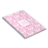 Ihr Monogramm, rosa Damast-Muster 2 Notizblock (Rechte Seite)