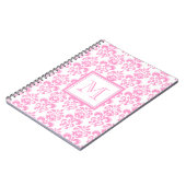 Ihr Monogramm, rosa Damast-Muster 2 Notizblock (Linke Seite)