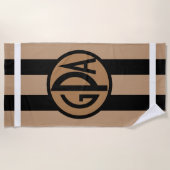 Ihr Monogramm Schwarzes u. TAN breiten Strandtuch (Vorderseite)