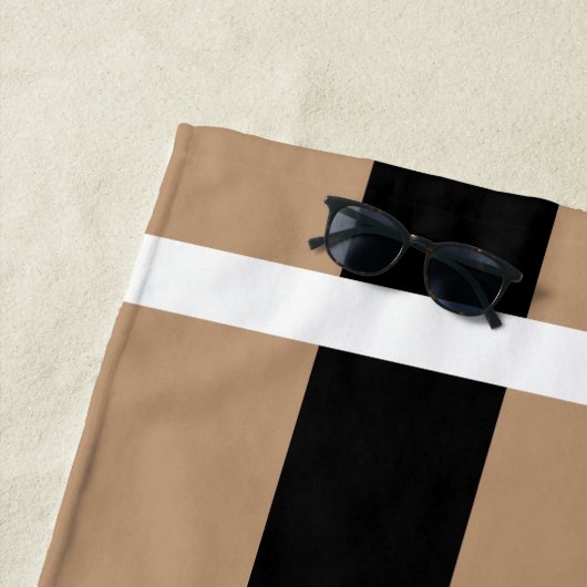 Ihr Monogramm Schwarzes u. TAN breiten Strandtuch (Beispiel)