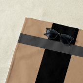 Ihr Monogramm Schwarzes u. TANcabana-Streifen Strandtuch (Beispiel)