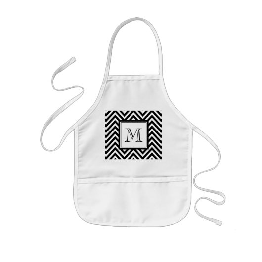IHR MONOGRAMM, SCHWARZES ZICKZACK KINDERSCHÜRZE (Vorne)