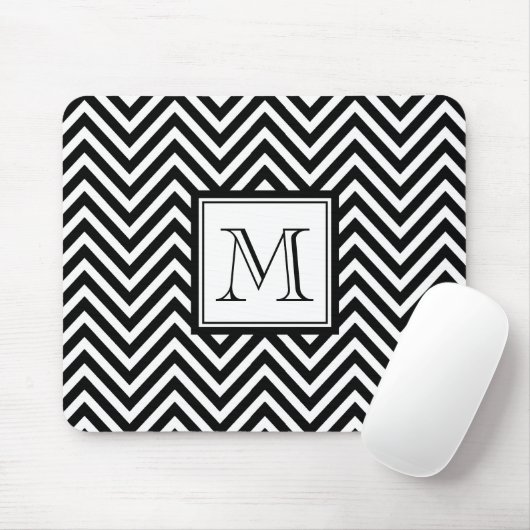 IHR MONOGRAMM, SCHWARZES ZICKZACK MOUSEPAD (Mit Mouse)