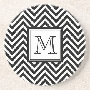 IHR MONOGRAMM, SCHWARZES ZICKZACK SANDSTEIN UNTERSETZER