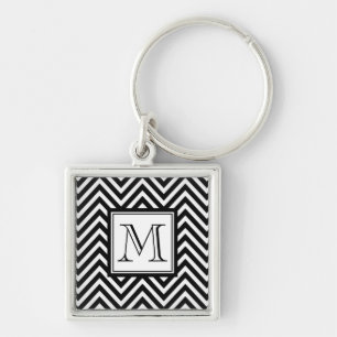 IHR MONOGRAMM, SCHWARZES ZICKZACK SCHLÜSSELANHÄNGER