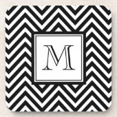 IHR MONOGRAMM, SCHWARZES ZICKZACK UNTERSETZER (Vorderseite)