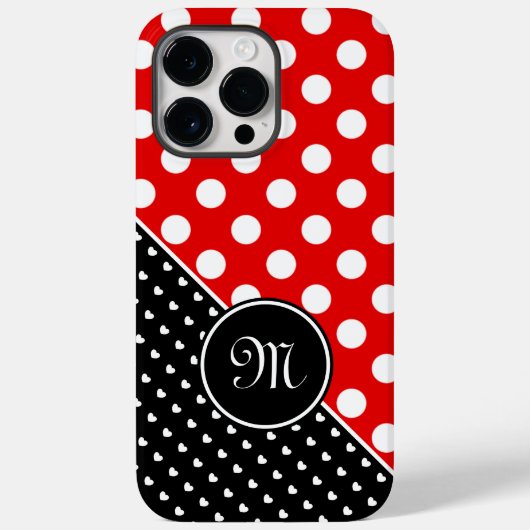 Ihr Monogramm Stilvolle Polka Dots Red Schwarz-wei Case-Mate iPhone Hülle (Rückseite)