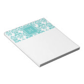 Ihr Monogramm, Teal Damastmuster 2 Notizblock (angewinkelt)