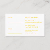 Ihr nächster Termin hellgelber Golden Visitenkarte (Rückseite)