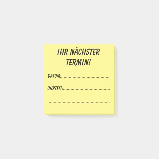 Ihr nächster Termin! Post-it Klebezettel (Vorderseite)