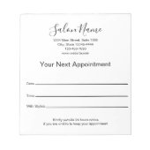 Ihr nächster Termin Schönheitssalon Schwarz/Weiß Notizblock (Vorderseite)