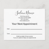 Ihr nächster Termin Schönheitssalon Schwarz/Weiß Postkarte (Vorderseite)