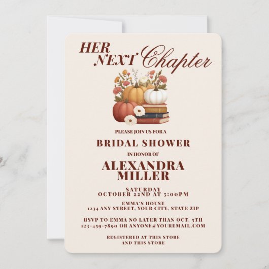 Ihr nächstes Kapitel Fall Storybook-Brautparty Einladung (Vorderseite)