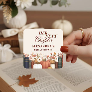 Ihr nächstes Kapitel Herbst Buch Thema Junggeselli Quadratischer Aufkleber