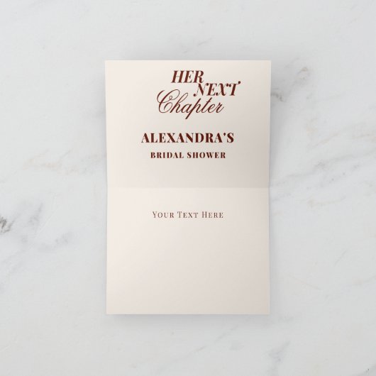 Ihr nächstes Kapitel Herbstbuch Brautparty Dankeskarte (Innenseite)