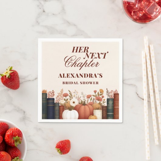 Ihr nächstes Kapitel Herbstbuch Brautparty Serviette (Beispiel)