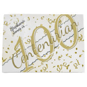 Ihr Name - 100 Jahre Jahrhunderte Gold/Weiß Große Geschenktüte (Vorderseite)