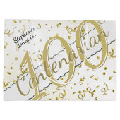 Ihr Name - 100 Jahre Jahrhunderte Gold/Weiß Große Geschenktüte (Rückseite)