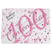 Ihr Name - 100 Jahre Jahrhunderte Pink/Weiß Große Geschenktüte (Vorderseite)