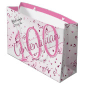 Ihr Name - 100 Jahre Jahrhunderte Pink/Weiß Große Geschenktüte (Rückseite Schrägansicht)