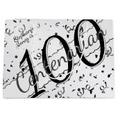 Ihr Name - 100 Jahre Jahrtausend Schwarz/Weiß Große Geschenktüte (Vorderseite)