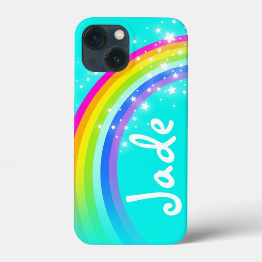 Ihr Name 4 Buchstaben Regenbogenaqua Case-Mate iPhone Hülle (Rückseite)