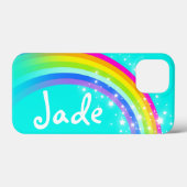 Ihr Name 4 Buchstaben Regenbogenaqua Case-Mate iPhone Hülle (Rückseite (Horizontal))