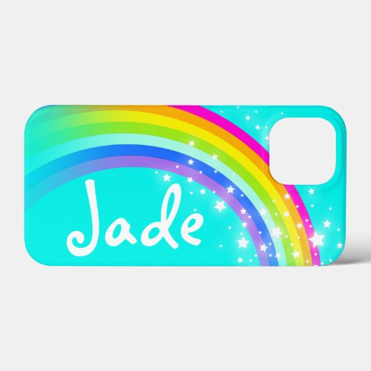 Ihr Name 4 Buchstaben Regenbogenaqua Case-Mate iPhone Hülle (Rückseite (Horizontal))