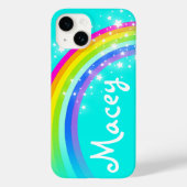 Ihr Name 5 Buchstaben Regenbogenaqua Case-Mate iPhone Hülle (Rückseite)