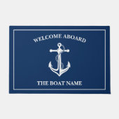 Ihr Name Anchor Blau Willkommen an Bord der Türmat Fußmatte (Vorderseite)