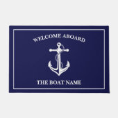 Ihr Name Anchor Blau Willkommen an Bord der Türmat Fußmatte (Vorderseite)