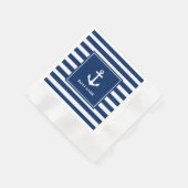 Ihr Name Anchor Blue Stripes Cocktail Serviette (Ecke)