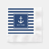 Ihr Name Anchor Blue Stripes Cocktail Serviette (Vorderseite)