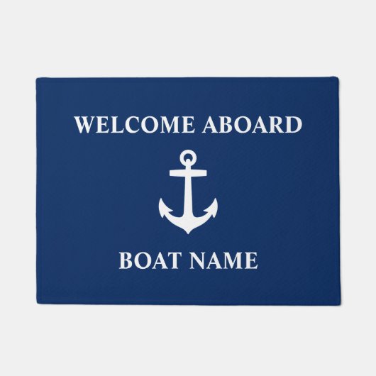 Ihr Name Anchor Blue Willkommen an Bord Fußmatte (Vorderseite)