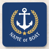 Ihr Name Anchor Gold Laurel Star Navy Getränkeuntersetzer (Vorderseite)