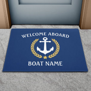 Ihr Name Anchor Laurel Willkommen an Bord Blue Fußmatte