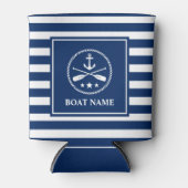 Ihr Name Anchor & Oars Navy Blau Streifen Dosenkühler (Vorderseite)