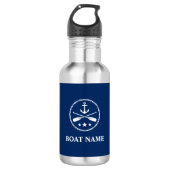 Ihr Name Anchor & Oars Navy Blue Edelstahlflasche (Vorderseite)