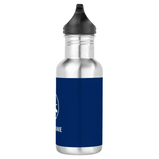 Ihr Name Anchor & Oars Navy Blue Edelstahlflasche (Rechts)