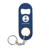Ihr Name Anchor & Rope Navy Blue Mini Flaschenöffner (Vorderseite)