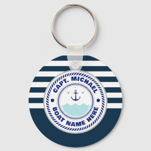 Ihr Name Anchor Willkommen an Bord blau weiß Schlüsselanhänger