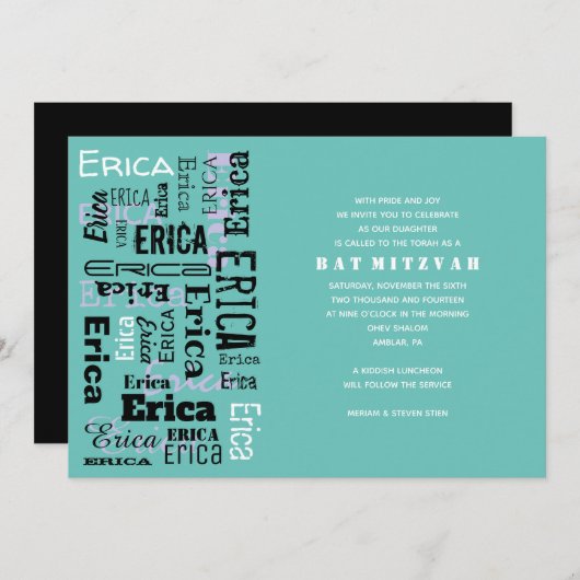 IHR NAME Anpassbare Bar Bat Mitzvah Einladung (Vorne/Hinten)