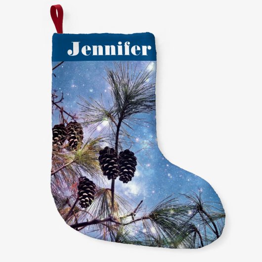 Ihr Name auf den Weihnachtskiefern Kleiner Weihnachtsstrumpf (Vorderseite)